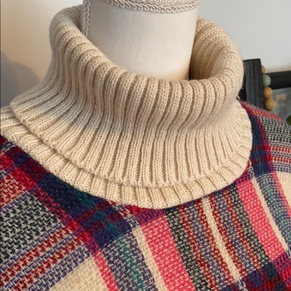 JANICE RED PLAID TURTLENECK PONCHO - Picture 8 of 11